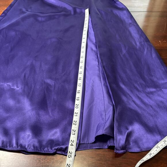 David's‎ Bridal Purple Satin Strapless Maxi Dress Sz 6 Bridesmaid Wedding Prom - Picture 8 of 11